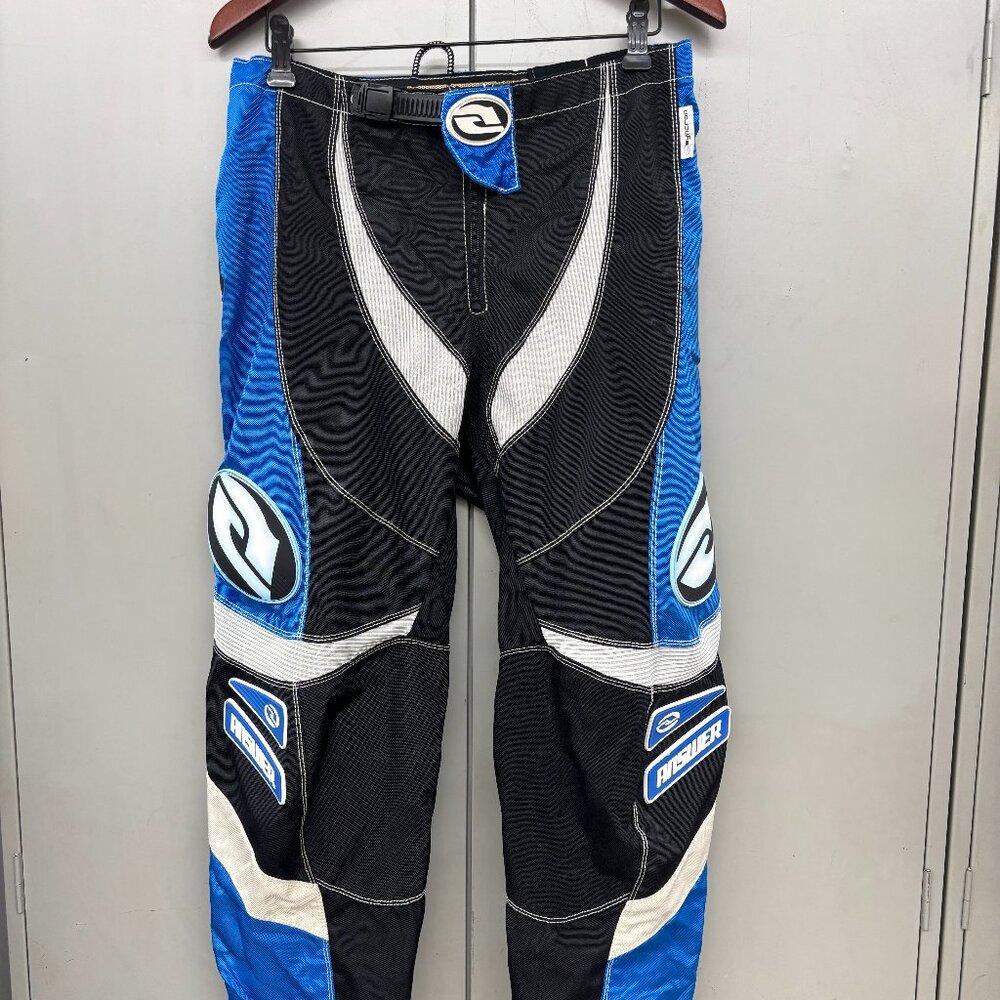 Answer Racing Syncron MX Dirt Bike Pants Sz 30 Black Blue White Adjustable